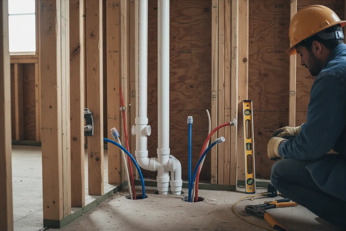 Drain and supply rough-in during Sump Pump Repair in Gowen